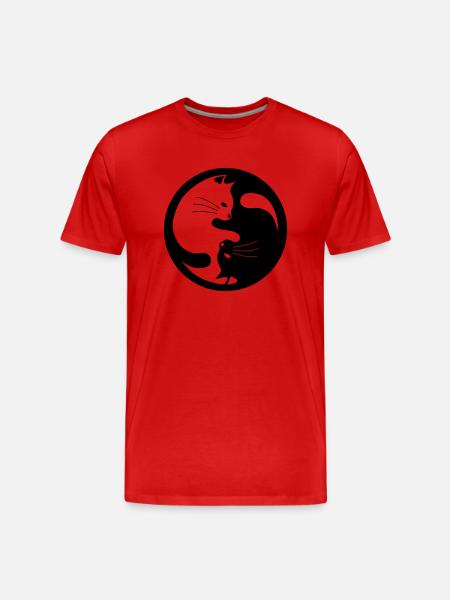 Ying Yang Cats - Men's Premium Organic T-Shirt - red