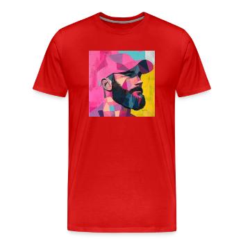 Full beard - Men's Premium Organic T-Shirt - red - Front - Damien (186cm)
