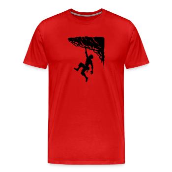 Rocher en surplomb avec escalade libre pour l’homme - T-shirt bio Premium Homme - rouge - Devant - Damien (186cm)