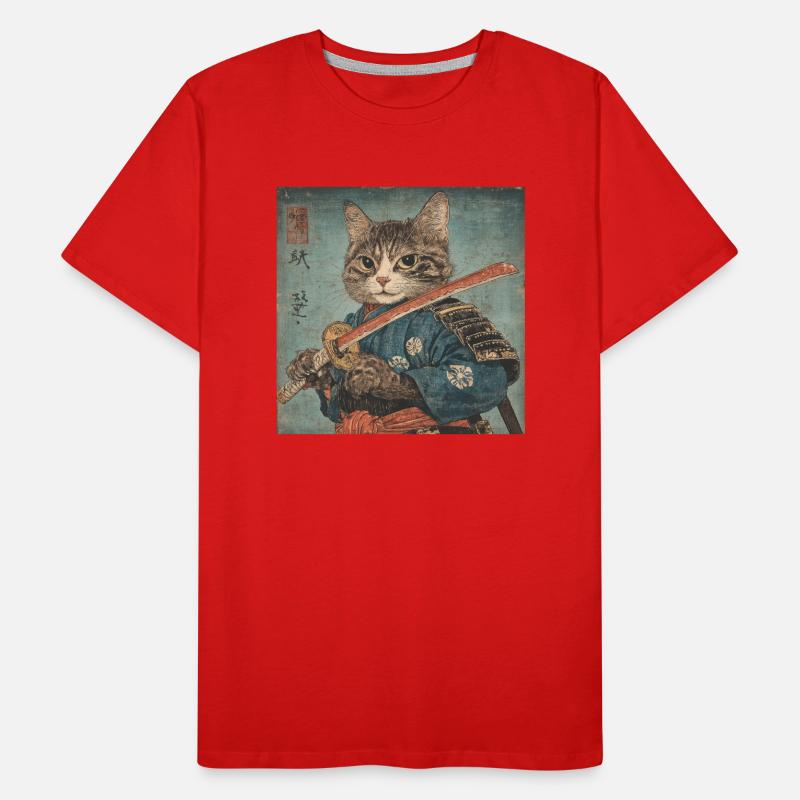Cat Samurai Japan Ukiyo-E Men's Premium Organic T-Shirt
