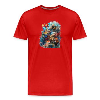 Winzige Korallenpolypen bilden ganze Riffe - Männer Premium Bio T-Shirt - Rot - Vorne - Damien (186cm)