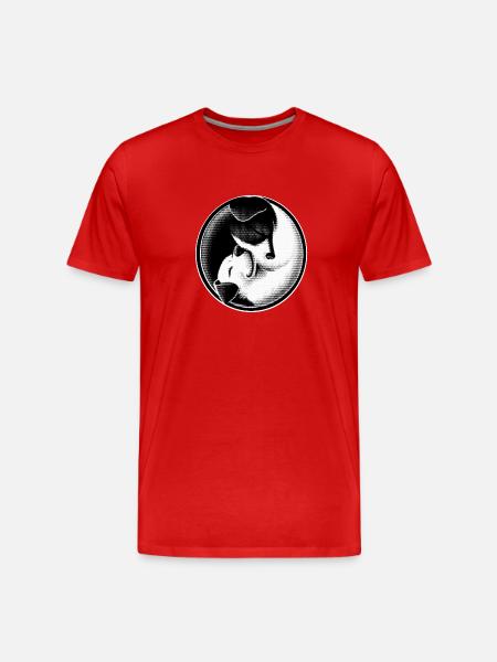 Yin and Yang Dogs - Men's Premium Organic T-Shirt - red