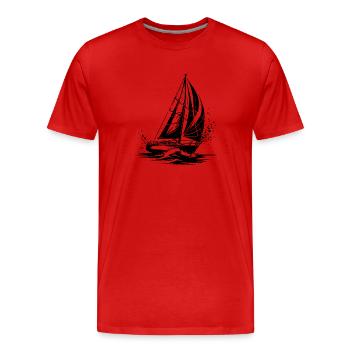Elegants Segelboot unter Segel Splash Wellengang - Männer Premium Bio T-Shirt - Rot - Vorne - Damien (186cm)