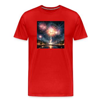 Feuerwerk - Männer Premium Bio T-Shirt - Rot - Vorne - Damien (186cm)