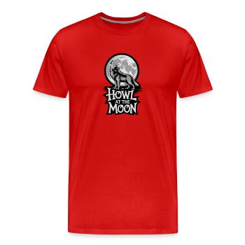 Pleine lune – Hurler à la lune - T-shirt bio Premium Homme - rouge - Devant - Damien (186cm)