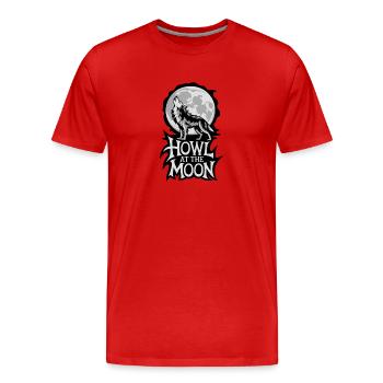 Pleine lune – Hurler à la lune - T-shirt bio Premium Homme - rouge - Devant - Damien (186cm)