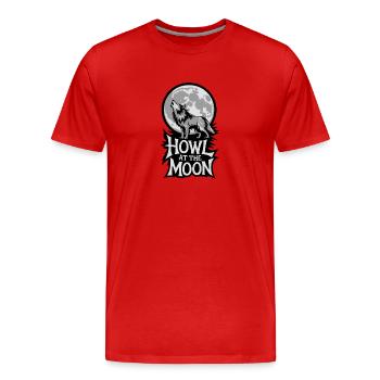 Pleine lune – Hurler à la lune - T-shirt bio Premium Homme - rouge - Devant - Damien (186cm)