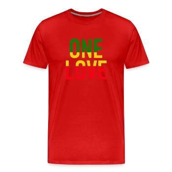 ONE LOVE - Reggae Music - Musik - Men's Premium Organic T-Shirt - red - Front - Damien (186cm)