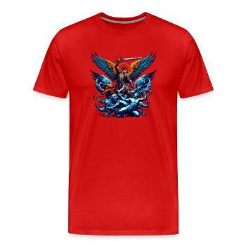 Erzengel Heiliger Religion Gott Engel Glaube Michael - Männer Premium Bio T-Shirt - Rot - Vorne - Damien (186cm)