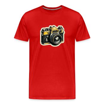 Yellow camera - Men's Premium Organic T-Shirt - red - Front - Damien (186cm)