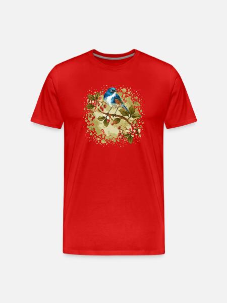 Bunter Vogel - Männer Premium Bio T-Shirt - Rot