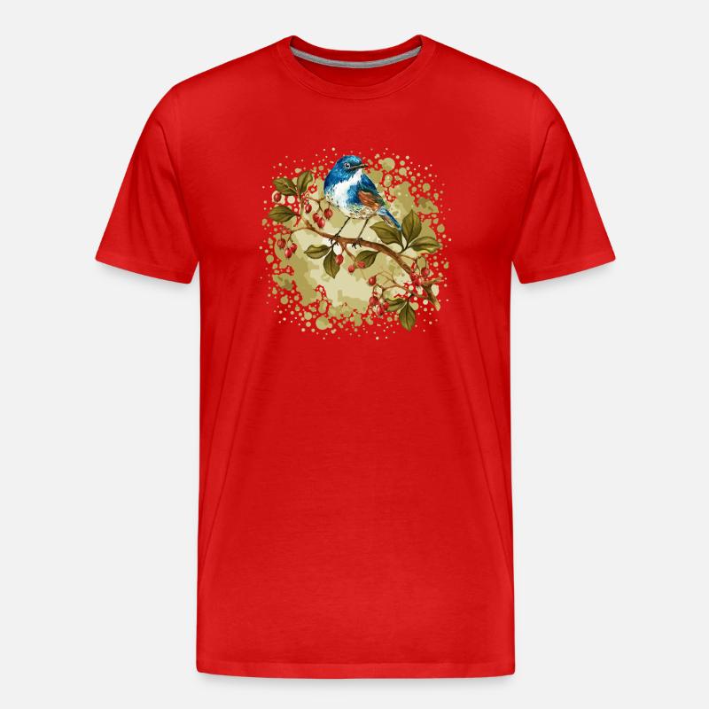 Bunter Vogel - Männer Premium Bio T-Shirt - Rot
