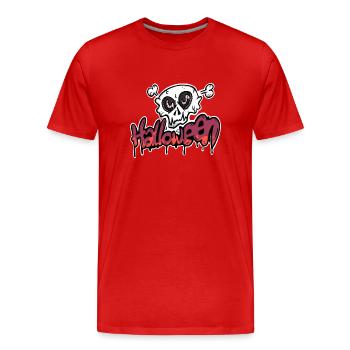 Spooky skull for Halloween - Men's Premium Organic T-Shirt - red - Front - Damien (186cm)