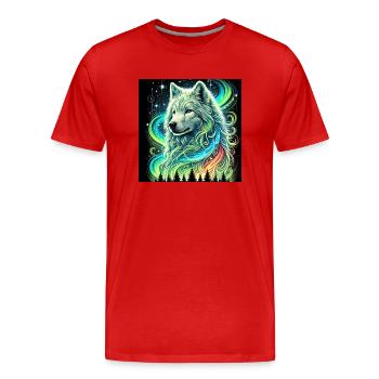 Aurora Wolf - Männer Premium Bio T-Shirt - Rot - Vorne - Damien (186cm)