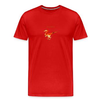 Funny illustration of a Coelophysis dinosaur - Men's Premium Organic T-Shirt - red - Front - Damien (186cm)