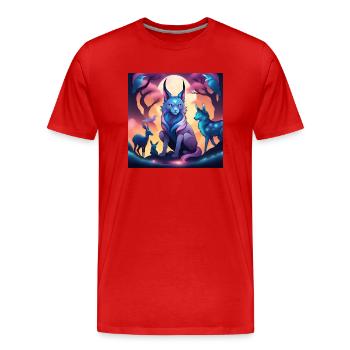Fabelwesen Luchs - Männer Premium Bio T-Shirt - Rot - Vorne - Damien (186cm)