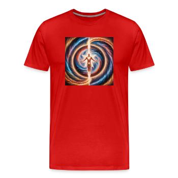 Mythische Sternenfusion - Männer Premium Bio T-Shirt - Rot - Vorne - Damien (186cm)