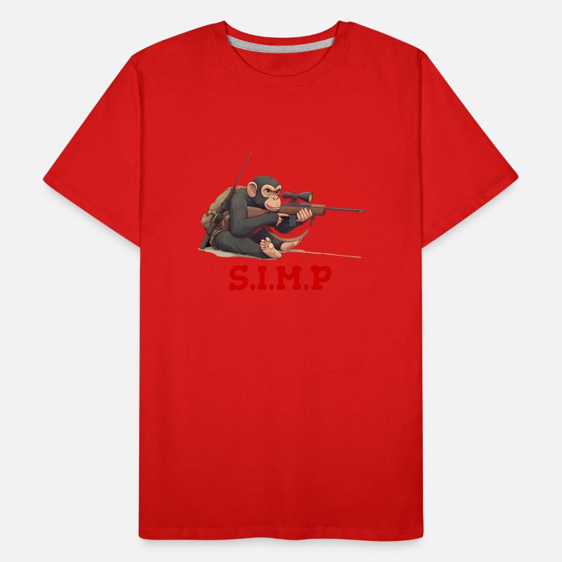 Monkey, meme, Sniper Rifle Männer Premium Bio T-Shirt