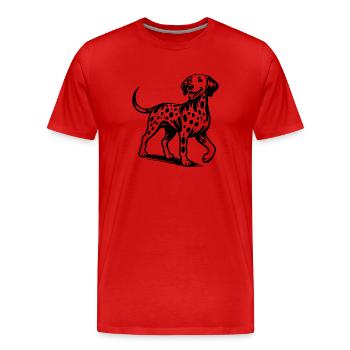 Cuddly Dog Four-legged Dalmatian Portrait - Men's Premium Organic T-Shirt - red - Front - Damien (186cm)
