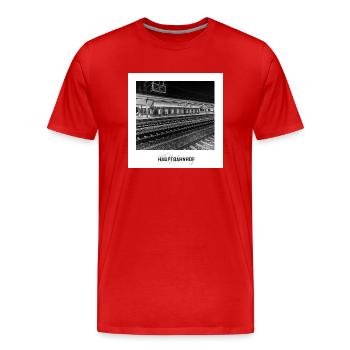 Wolfsburg Hauptbahnhof - Männer Premium Bio T-Shirt - Rot - Vorne - Damien (186cm)