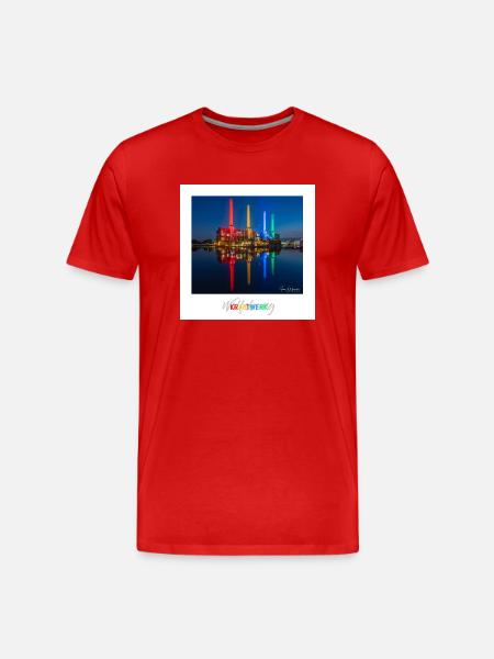 Buntes Kraftwerk Wolfsburg - Männer Premium Bio T-Shirt - Rot