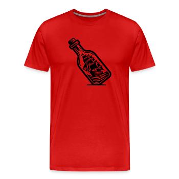 Ship in a bottle Sailing ship with sails - Men's Premium Organic T-Shirt - red - Front - Damien (186cm)