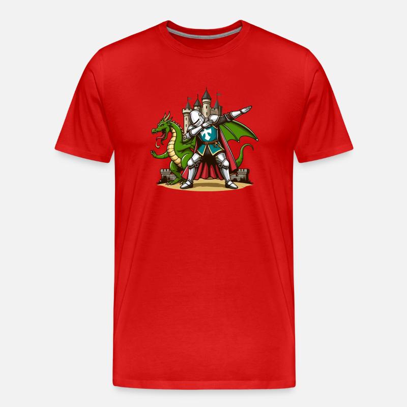 Dabbender Ritter, Mittelalter Kostüm - Männer Premium Bio T-Shirt - Rot