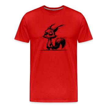 Eichhörnchen total verpennt und verschlafene Augen - Männer Premium Bio T-Shirt - Rot - Vorne - Damien (186cm)