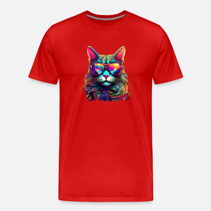 Cool Cat - Neon Vibes - Männer Premium Bio T-Shirt - Rot