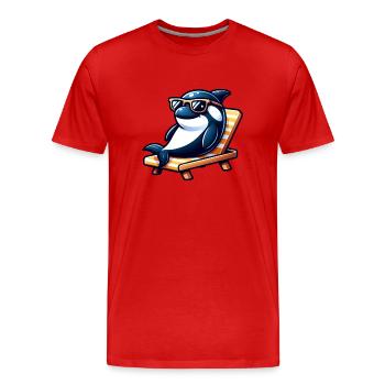 Cool Orca Whale with Sunglasses - Men's Premium Organic T-Shirt - red - Front - Damien (186cm)