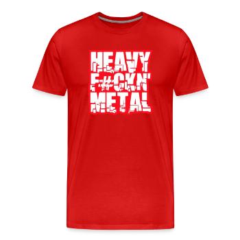 Heavy F#ckin' Metal Hard Rock Musik Text Spruch - Männer Premium Bio T-Shirt - Rot - Vorne - Damien (186cm)