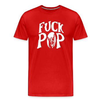 Fuck Pop Musik Heavy Metal Hard Rock Handgeste - Männer Premium Bio T-Shirt - Rot - Vorne - Damien (186cm)