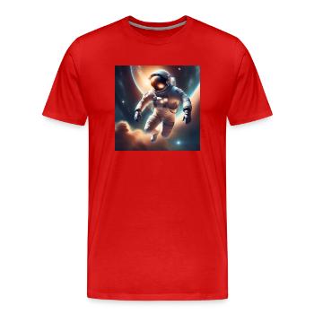 Astronaut im Weltall - Männer Premium Bio T-Shirt - Rot - Vorne - Damien (186cm)