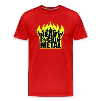 Heavy F#ckin' Metal Hard Rock Music Feuer Flammen - Männer Premium Bio T-Shirt - Rot - Vorne - Damien (186cm)