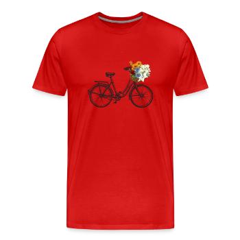 Vélo vintage avec panier de fleurs - T-shirt bio Premium Homme - rouge - Devant - Damien (186cm)