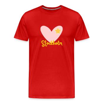 Stockholm - Sweden - Vacation - Travel - Men's Premium Organic T-Shirt - red - Front - Damien (186cm)