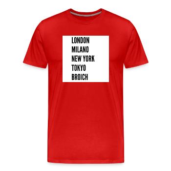 Londres, Milan, New York, Tokyo Broich - T-shirt bio Premium Homme - rouge - Devant - Damien (186cm)