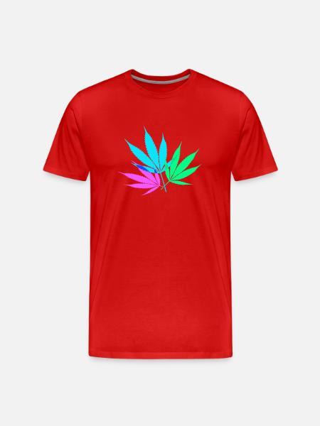 Bunte Hanfblätter - Männer Premium Bio T-Shirt - Rot