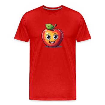 Cartoon Apfel - Männer Premium Bio T-Shirt - Rot - Vorne - Damien (186cm)