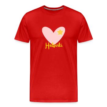 Helsinki - Finlande - Soumi - Scandinavie - Voyages - T-shirt bio Premium Homme - rouge - Devant - Damien (186cm)