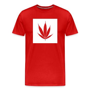 Hemp Leaf White Classic - Men's Premium Organic T-Shirt - red - Front - Damien (186cm)