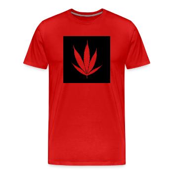 Feuille de cannabis noir classique - T-shirt bio Premium Homme - rouge - Devant - Damien (186cm)