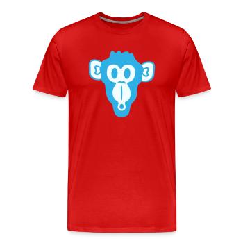 Verwunderter Neugieriger Affe Kopf Schreck Gesicht - Männer Premium Bio T-Shirt - Rot - Vorne - Damien (186cm)