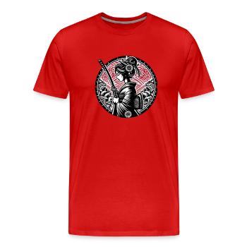 Samurai Girl - Men's Premium Organic T-Shirt - red - Front - Damien (186cm)