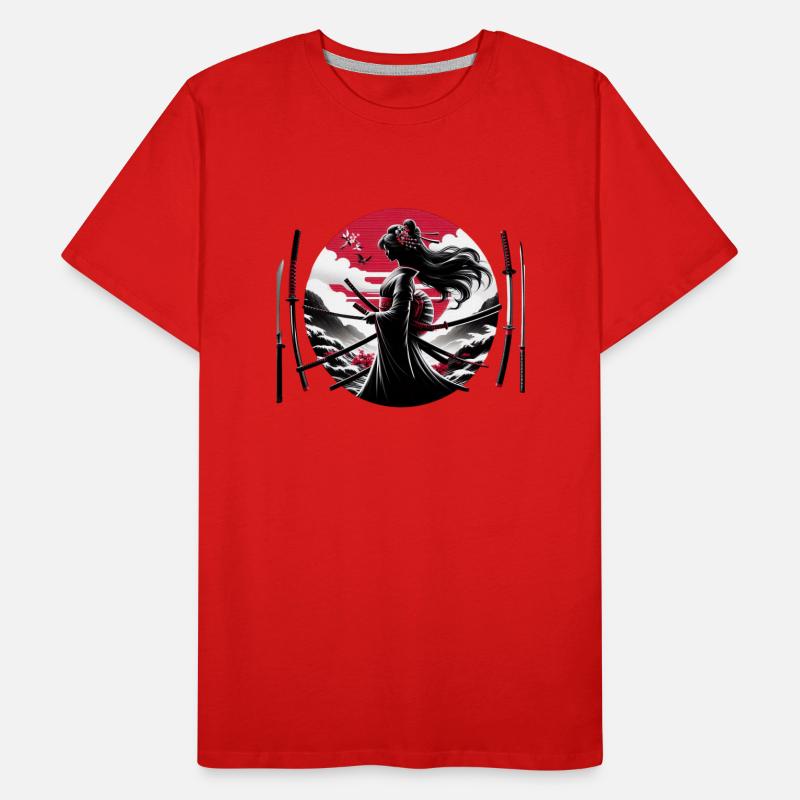Samurai Mädchen Katana Männer Premium Bio T-Shirt