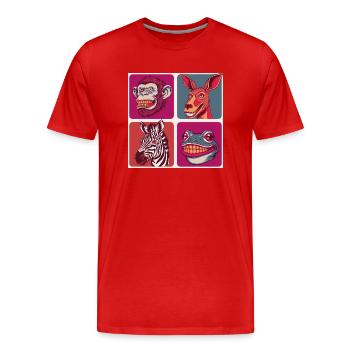 Smile Tiere kangaro ape zebra frog Halloween - Männer Premium Bio T-Shirt - Rot - Vorne - Damien (186cm)