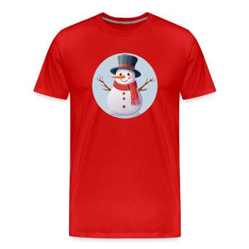 Bonhomme de neige - T-shirt bio Premium Homme - rouge - Devant - Damien (186cm)