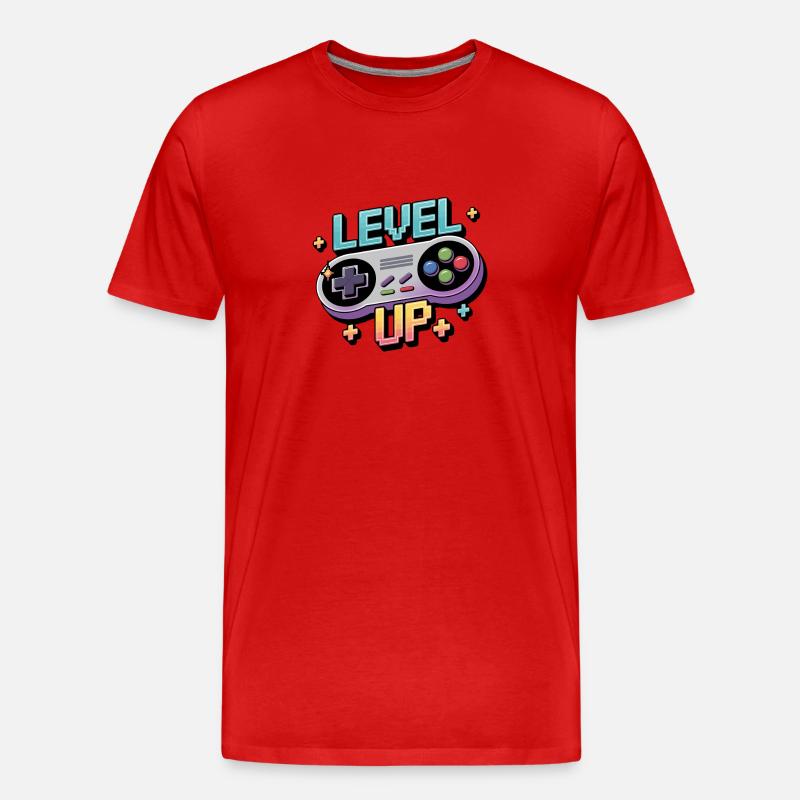 Level Up – Gaming Controller - Männer Premium Bio T-Shirt - Rot