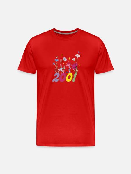 Year of birth 2001 wildflowers - Men's Premium Organic T-Shirt - red