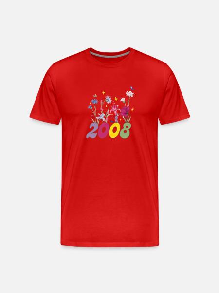 Year of birth 2008 wildflowers - Men's Premium Organic T-Shirt - red